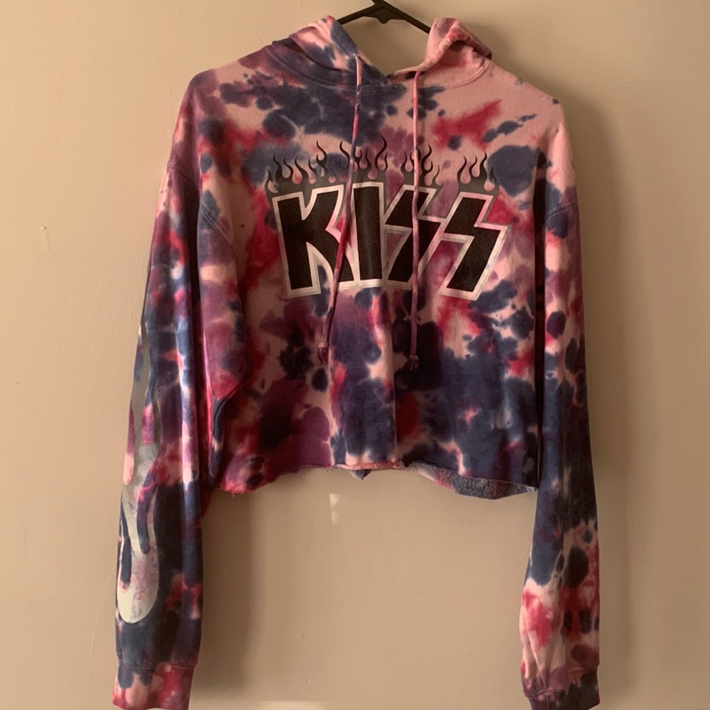 Pink tye dye crop hoodie